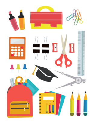 免费学生文具用品矢量工具模板下载 AI格式、1024像素、编号25689627